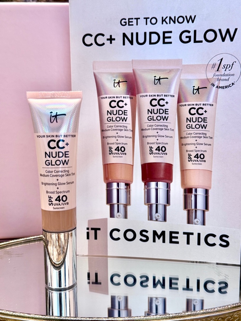 CC+ Nude Glow Lightweight Foundation + Glow Serum SPF 40 Neutral Tan EXP 12/26